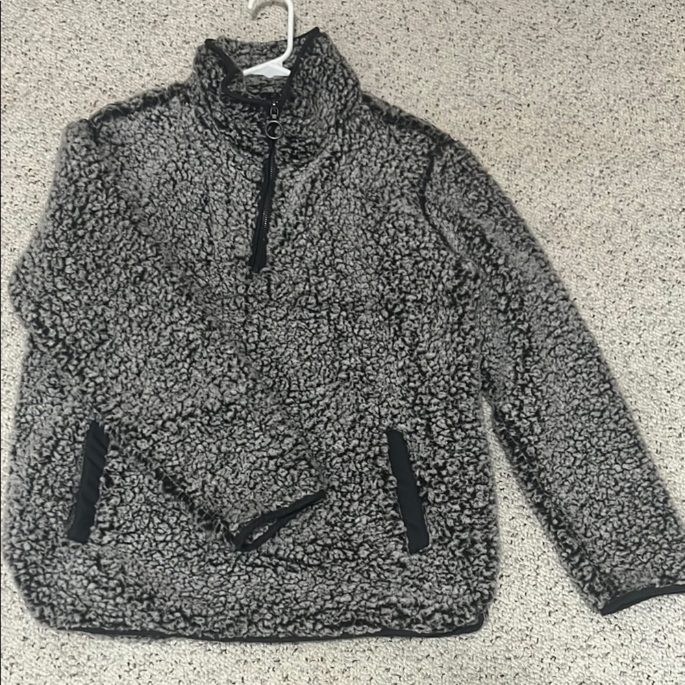 Cozy Gray Sherpa Pullover